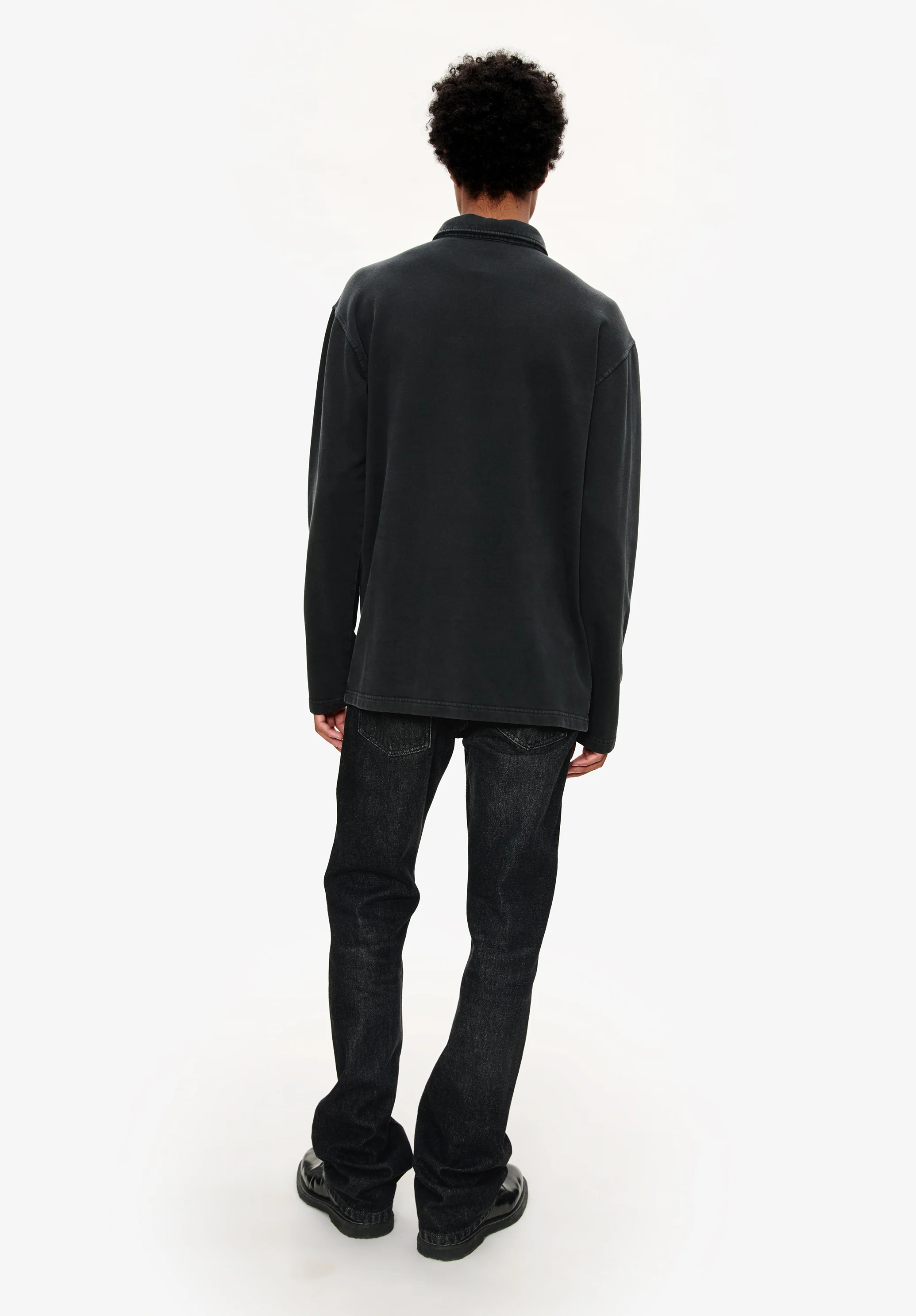 Long-sleeve unisex polo shirt (M) - Image 3