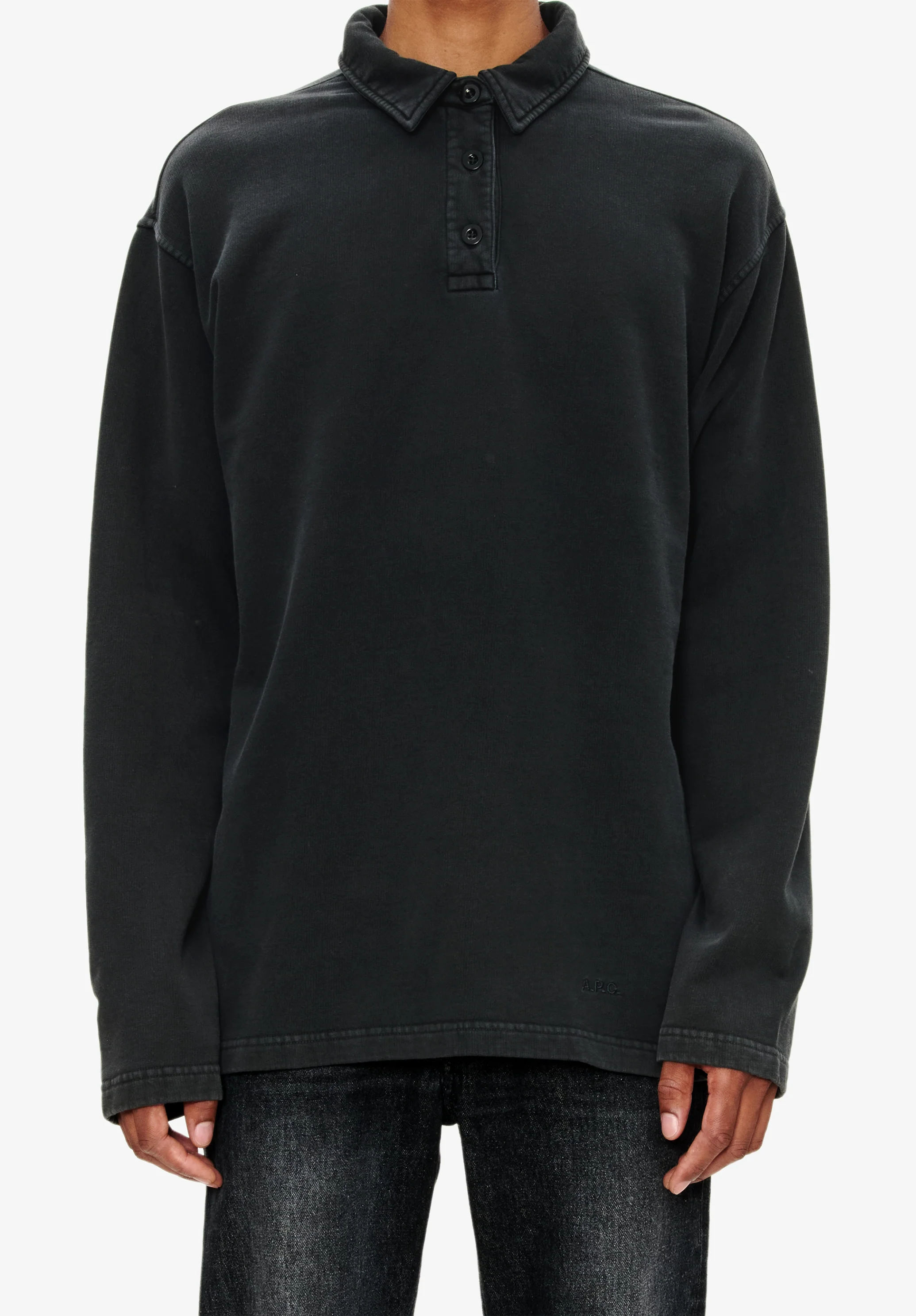 Long-sleeve unisex polo shirt (M) - Image 4