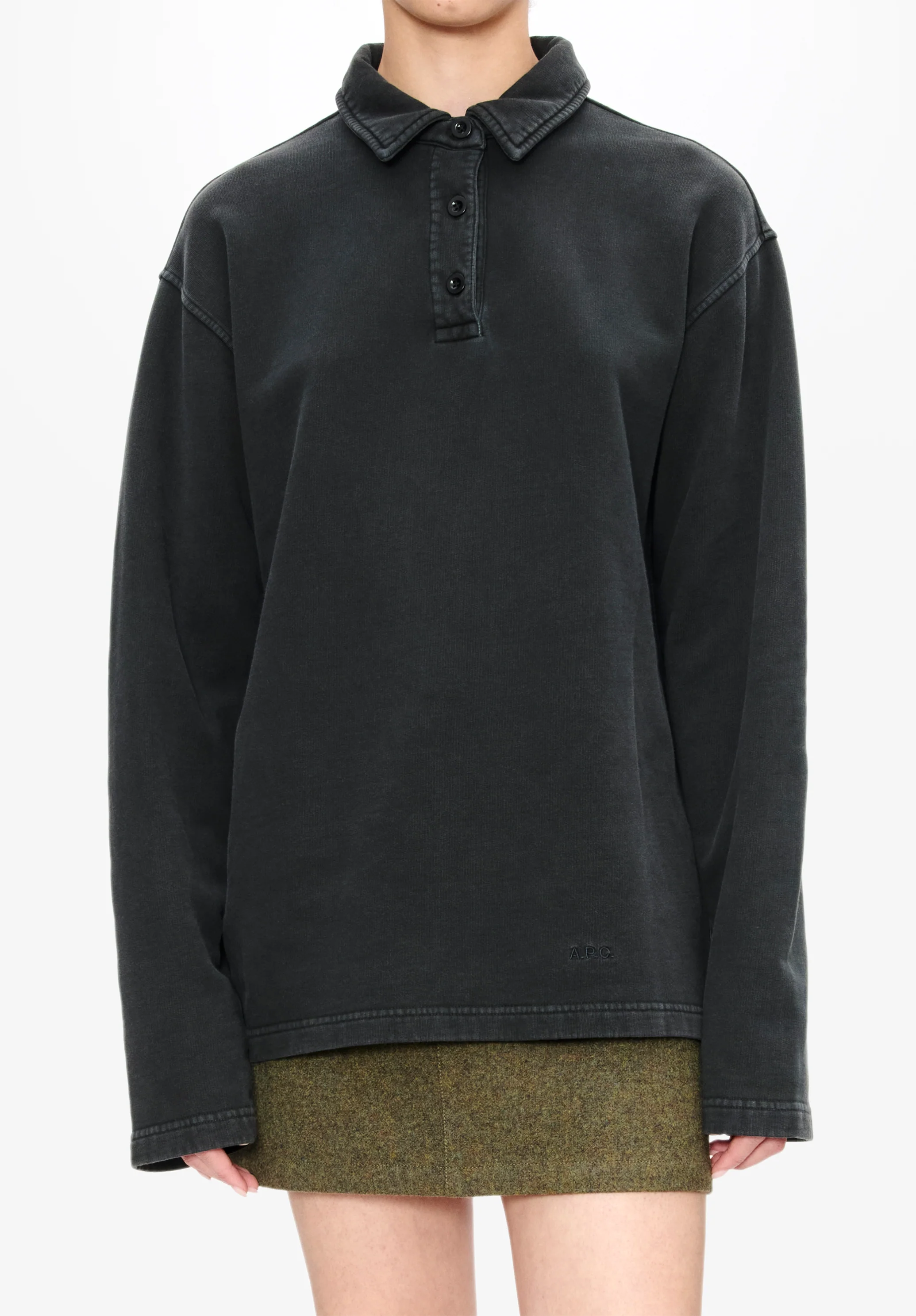 Long-sleeve unisex polo shirt (W) - Image 4