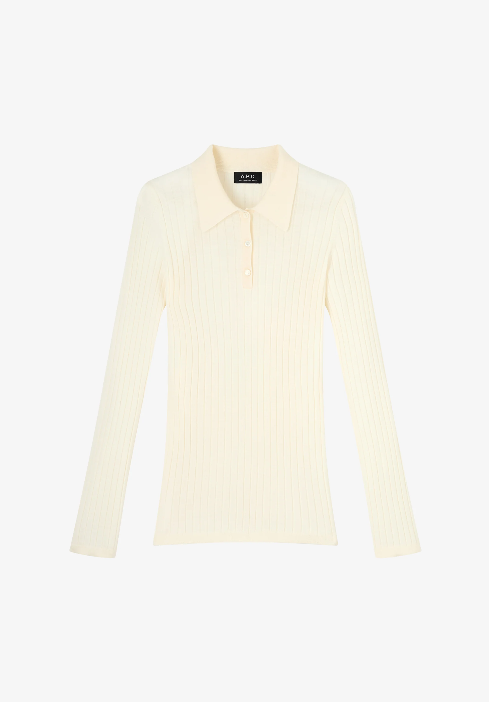 Narrow-rib sweater with polo shirt collar