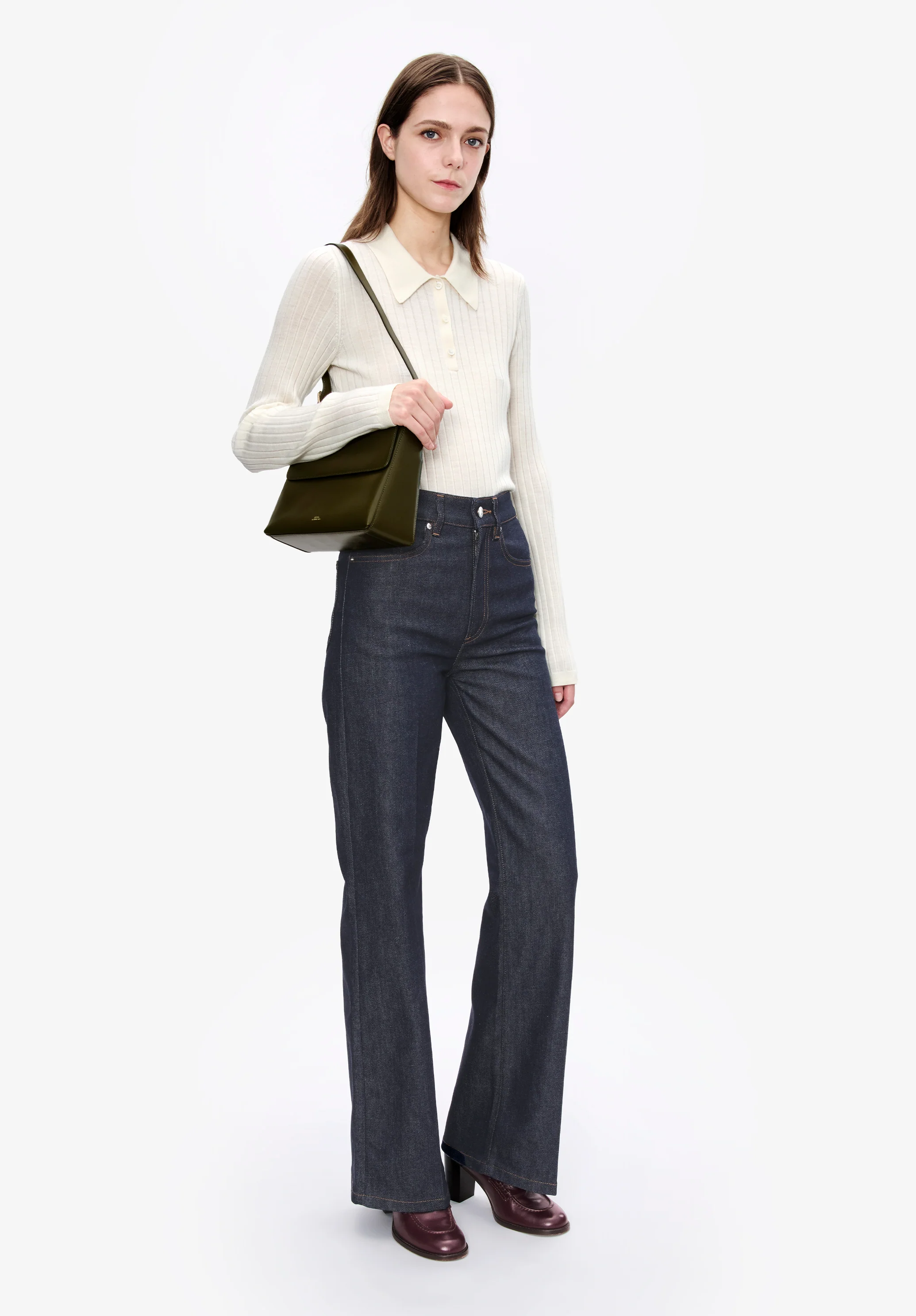 Narrow-rib sweater with polo shirt collar - Image 2