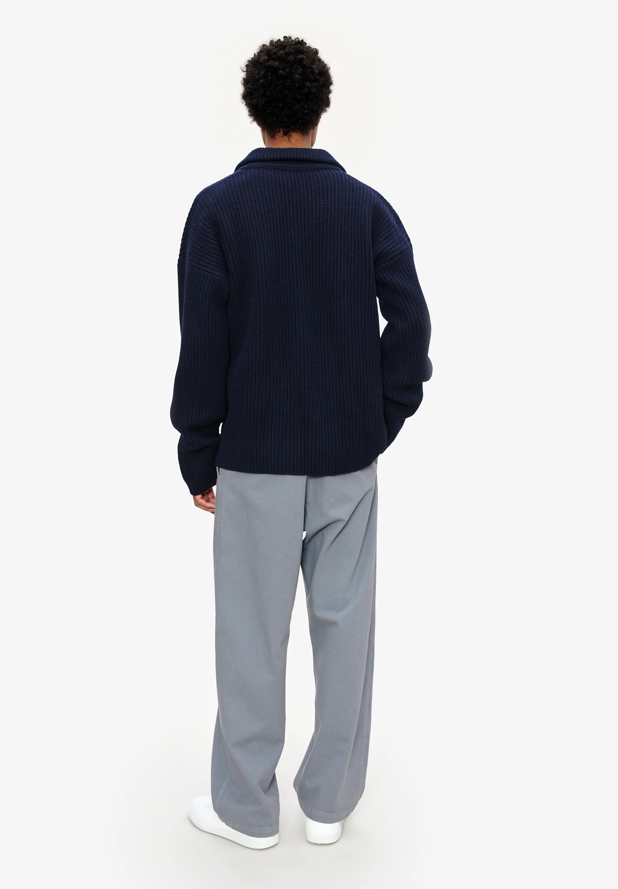 Wide-rib sweater with spread collar - Image 3